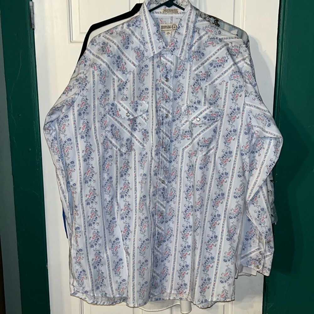 VTG Sheplers Western Fit Long Sleeve Dress shirt Floral striped  L